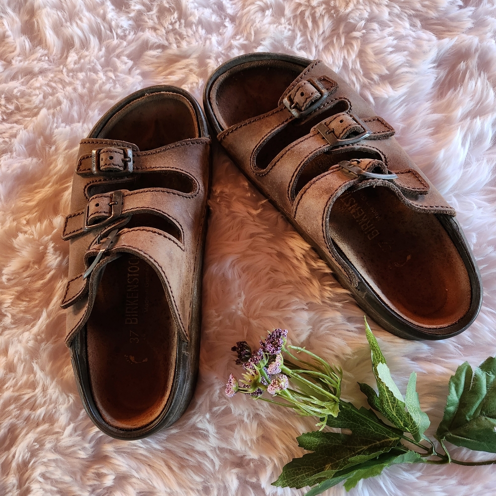 Birkenstock Tan Leather Triple-Strap Sandals